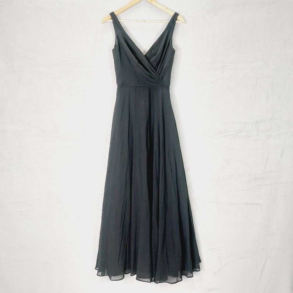 Brideside Elegant Formal Bridesmaid Wedding V Neck Maxi Gown P3166